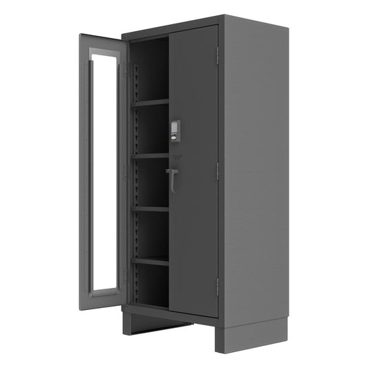 Durham 3702CXC-BLP4S-95 14-Gauge Security Access Control Cabinet  Clear Door with 4 Shelves